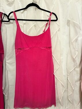 Victoria's Secret Hot Pink Lace-Trim Chemise